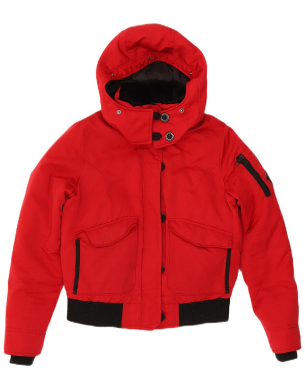 Hollister Damen-Kapuzen-Übergröße, wattierte Jacke, UK 10, Größe S, Rot, Polyester