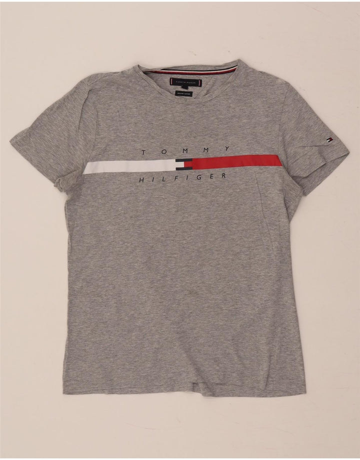 Tommy Hilfiger Herren-T-Shirt mit Grafik, Größe S, Grau, Baumwolle