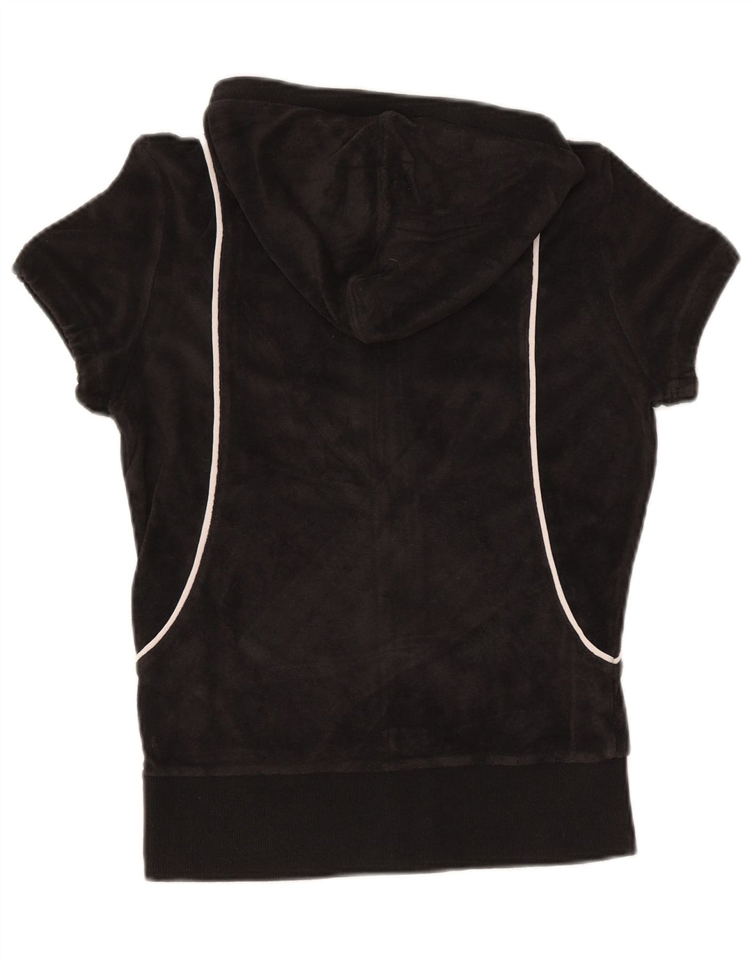 PUMA Damen Short Sleeve Velvet Zip Hoodie Sweater UK 12 Medium Schwarz