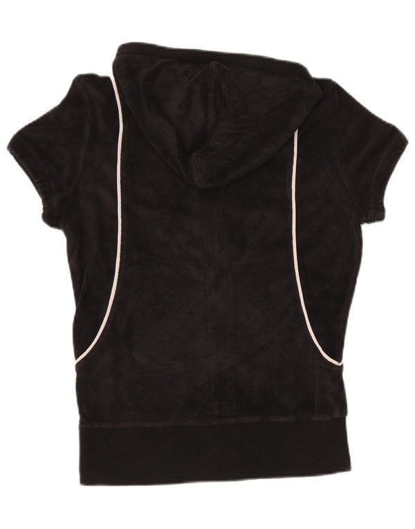 PUMA Damen Short Sleeve Velvet Zip Hoodie Sweater UK 12 Medium Schwarz