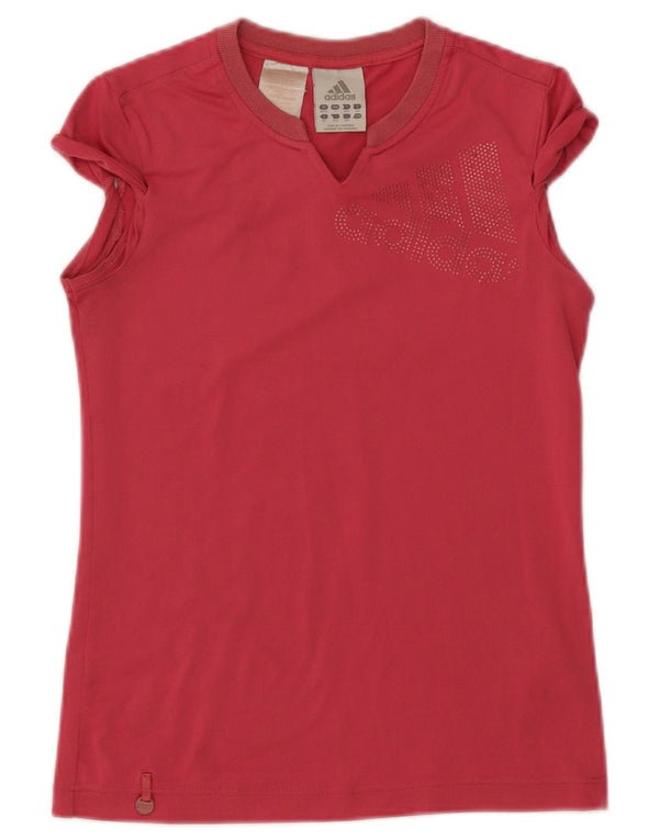 Adidas Mädchen Climalite Graphic T-Shirt Top 11-12 Jahre rosa Polyester