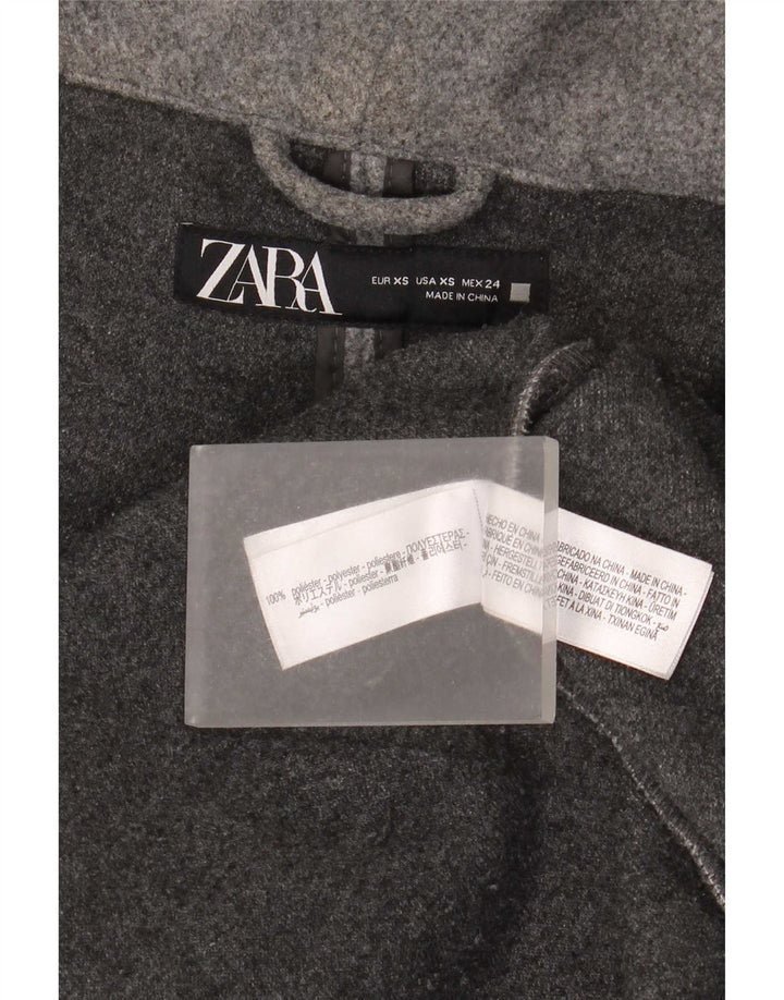 Zara Damen-Übergroßer Mantel mit Kapuze, UK 6, XS, Grau, Polyester