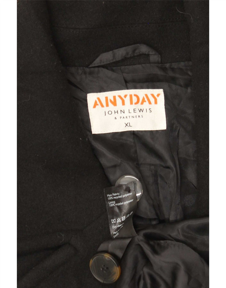 John Lewis Damen Übergroßer Zweireihermantel UK 18 XL Schwarz Polyester