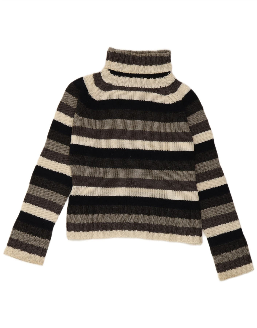 Zara Damen Crop Rollkragenpullover Pullover UK 14 Large Mehrfarbig gestreift
