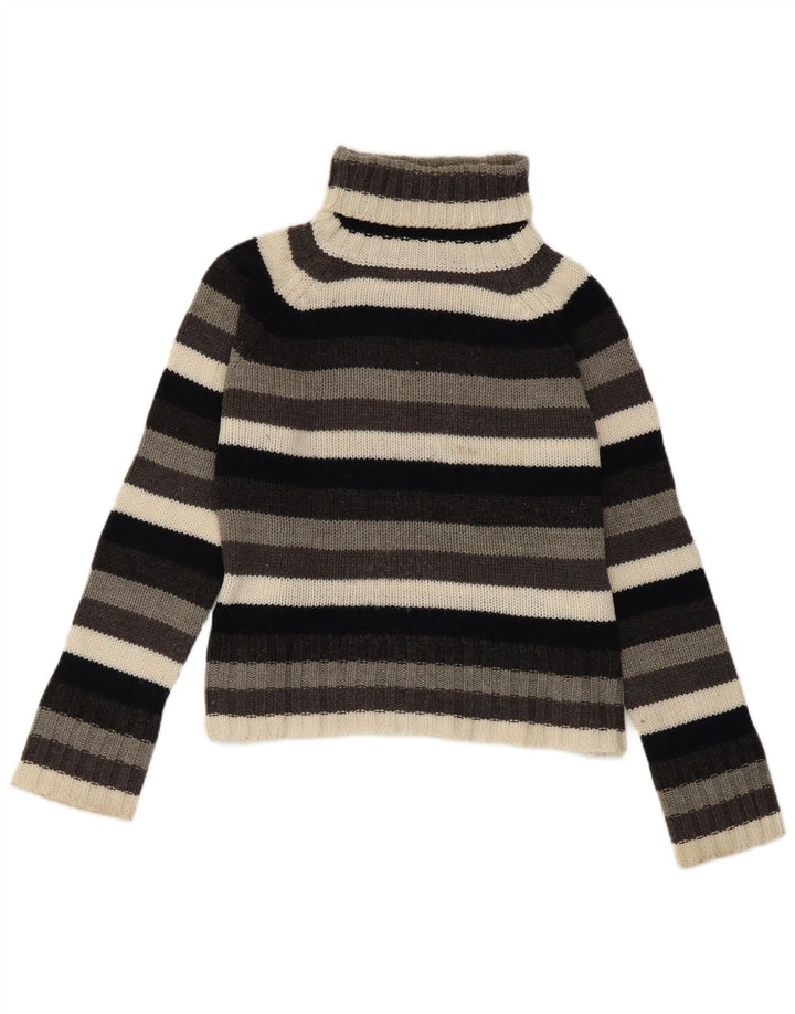 Zara Damen Crop Rollkragenpullover Pullover UK 14 Large Mehrfarbig gestreift