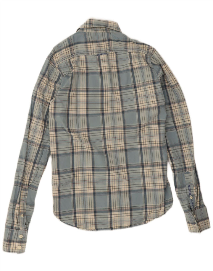 Superdry Herrenhemd aus mittelblau karierter Baumwolle