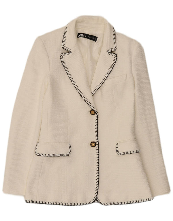 Zara Damen 2-Knopf-Blazerjacke UK 6 XS Weiß