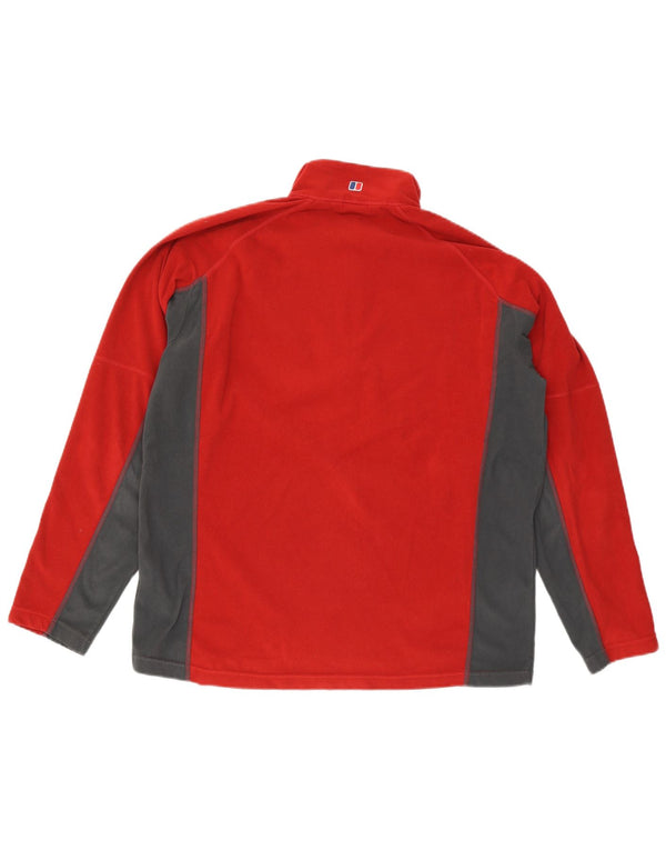 Berghaus Herren-Fleecepullover mit Reißverschluss, XL, rotes Farbblock-Polyester