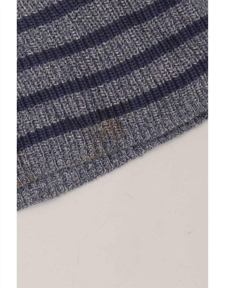 Zara Herren-Pullover mit Rundhalsausschnitt, groß, blau gestreift, Baumwolle