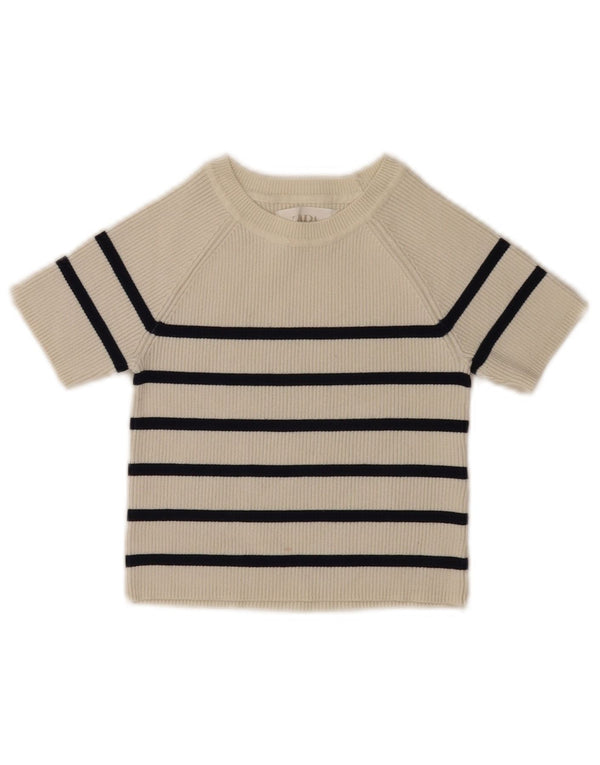 Zara T-Shirt-Oberteil für Mädchen, 8–9 Jahre, weiß gestreift, Viskose