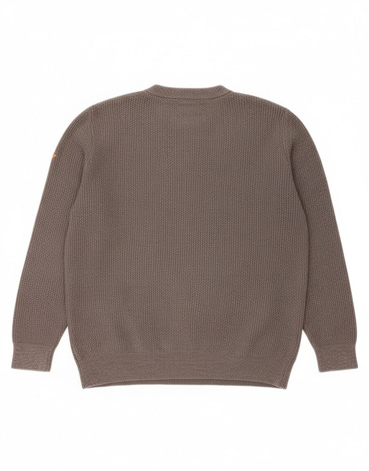 Superdry Herren-Pullover mit Rundhalsausschnitt, Größe 2XL, graue Baumwolle