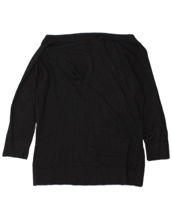 Marks & Spencer Damen Lash Top 3/4 Ärmel UK 10 Small Schwarze Viskose