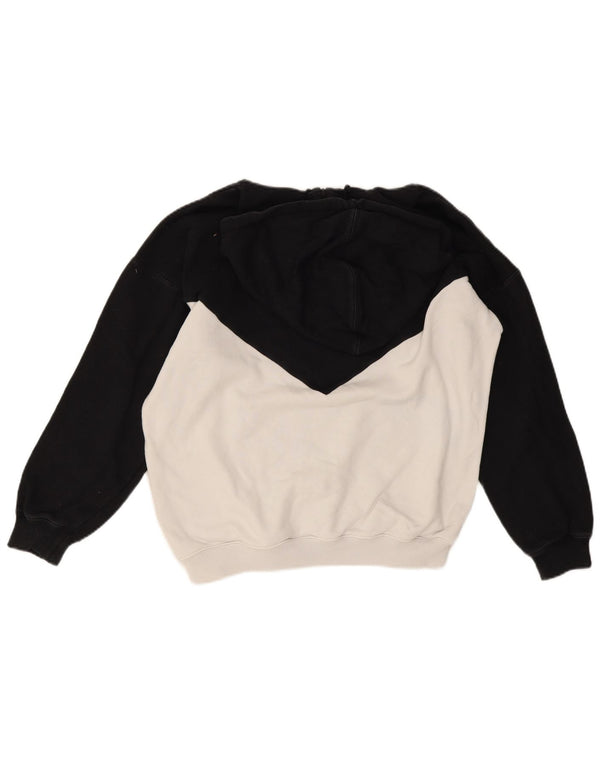 Adidas Womens Graphic Oversized Hoodie Pullover UK 6 XS Schwarz Colourblock