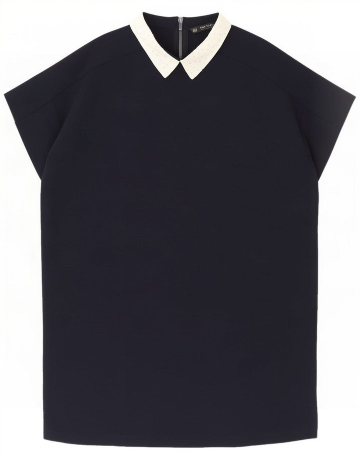 Zara Damen Etuikleid UK 18 XL Marineblau Polyester