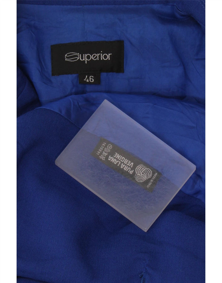 Superior Damen-Blazerjacke mit 3/4-Ärmeln, IT 46, große blaue Schurwolle