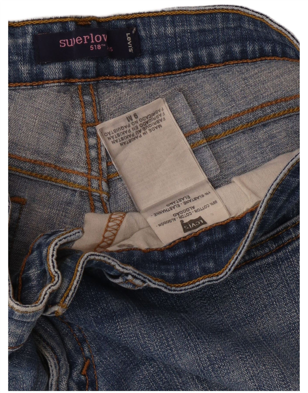 Levi's Damen 518 Super Low Bootcut Jeans US 9 Medium W30 L31 Blaue Baumwolle