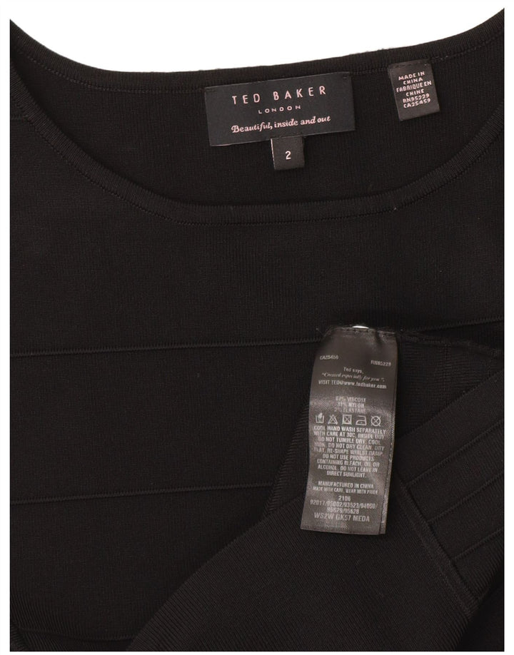 Ärmelloses Etuikleid für Damen von Ted Baker, Größe 2, S, schwarze Viskose