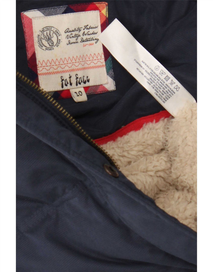 Fat Face wattierte Damen-Weste mit Kapuze, UK 10, Größe S, blau, Polyester