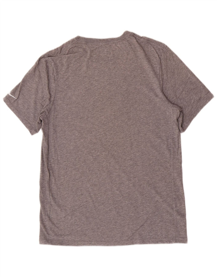 Nike Herren Dri Fit Graphic T-Shirt-Oberteil aus mittelgrauer Baumwolle