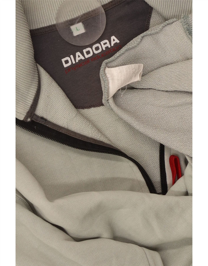 DIADORA Herren-Sweatshirt mit grafischem Reißverschluss und Rundhalsausschnitt, groß, aus grauer Baumwolle