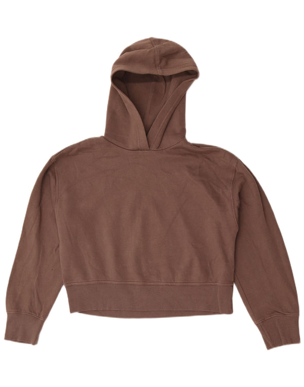 Zara Damen Crop Oversized Hoodie Pullover UK 10 Small Graue Baumwolle