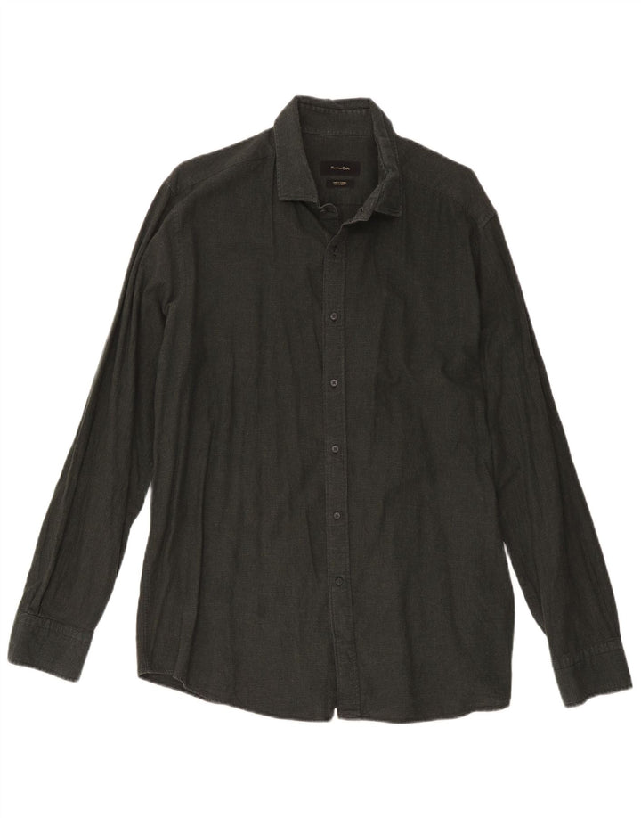 Massimo Dutti Herrenhemd Mittelgrünes Hahnentrittmuster