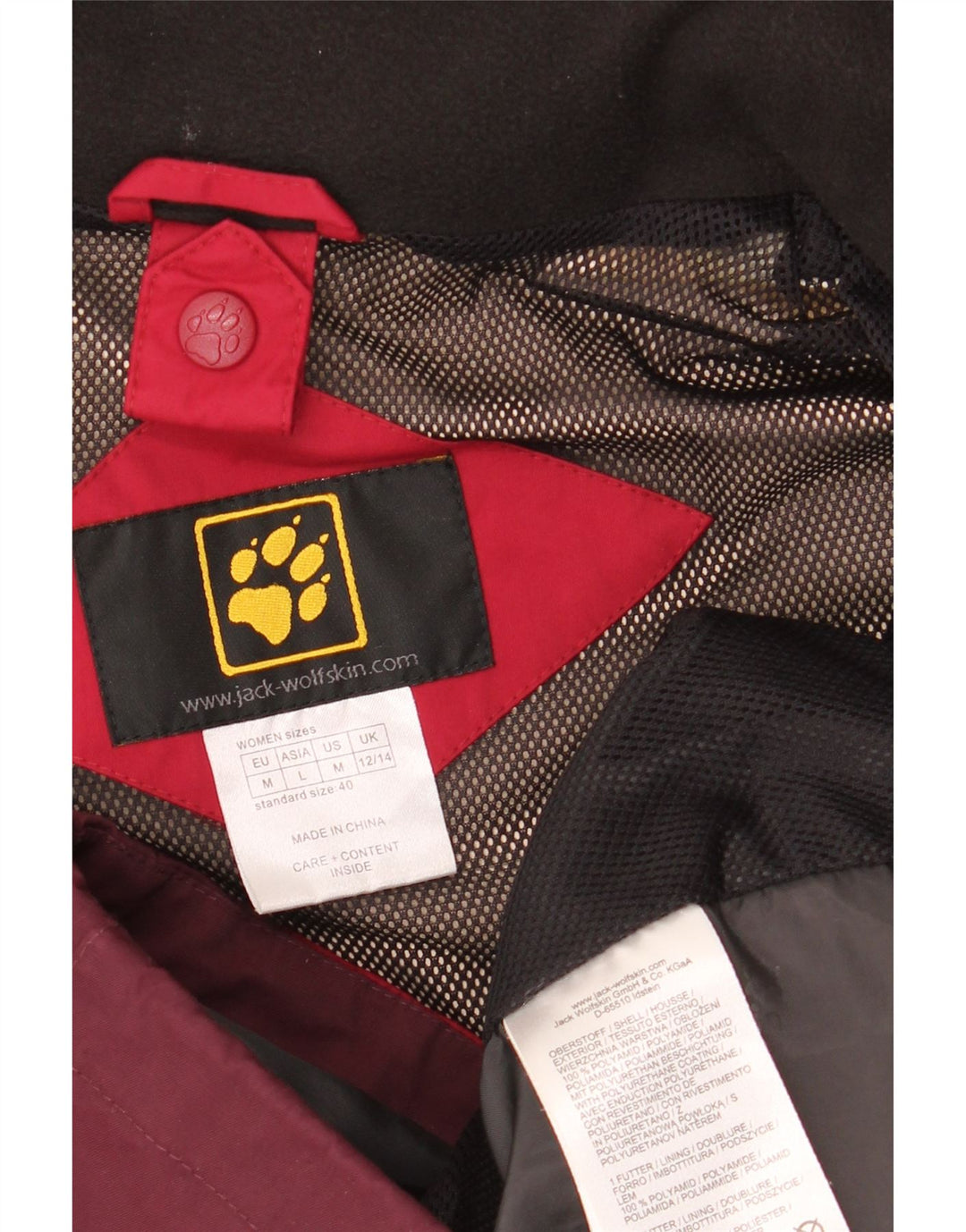 JACK WOLFSKIN Damen Windjacke UK 12/14 Mittelroter Farbblock