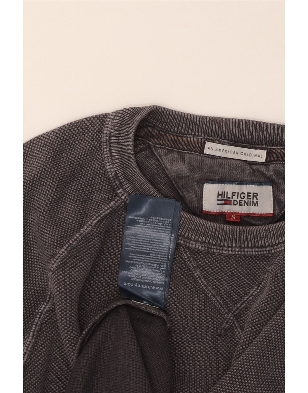 TOMMY HILFIGER Herren Sweatshirt Pullover Small Grau Baumwolle