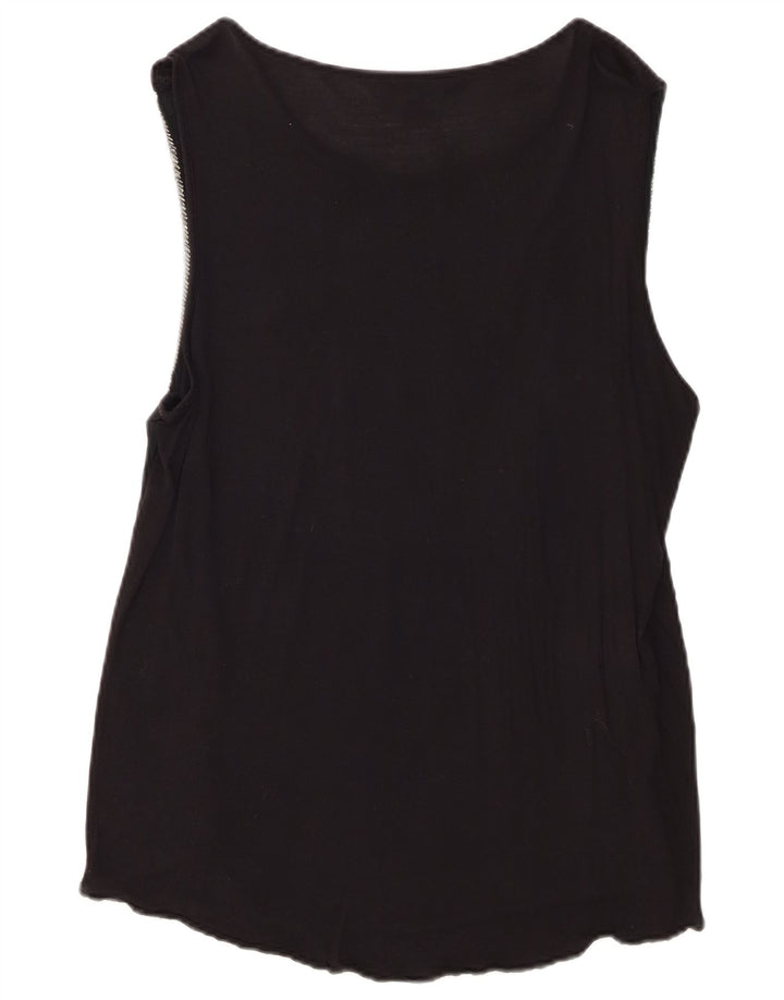 Zara Damen ärmelloses Blusenoberteil UK 12 Medium Schwarz