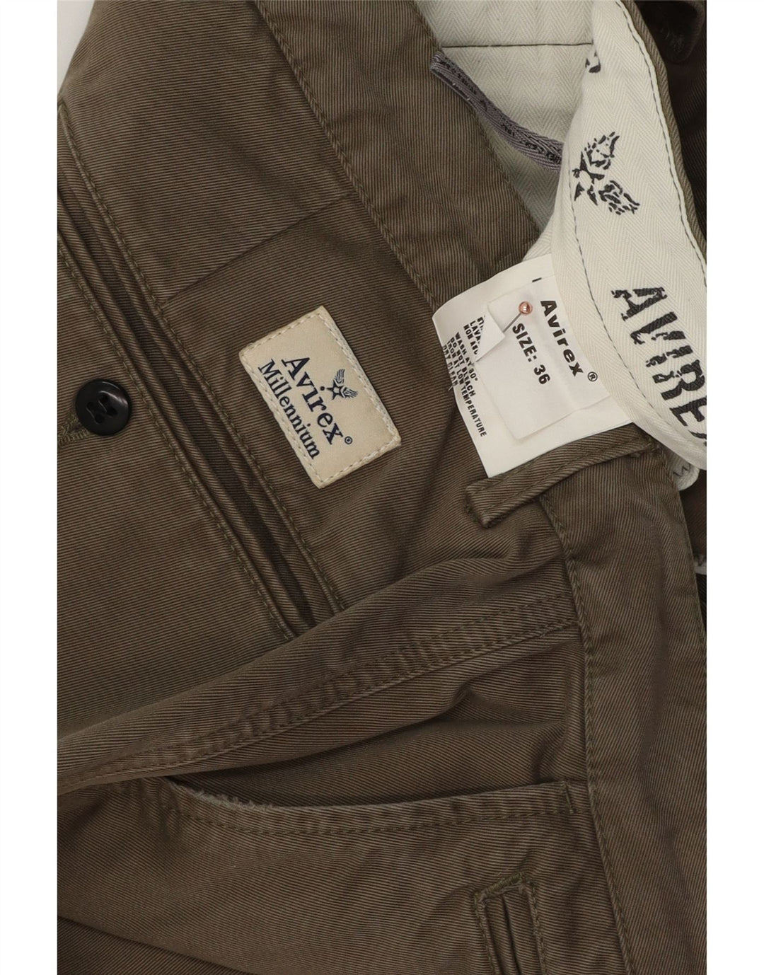 Gerade Chino-Hose für Herren von Avirex, W36, L32, Khaki, Baumwolle