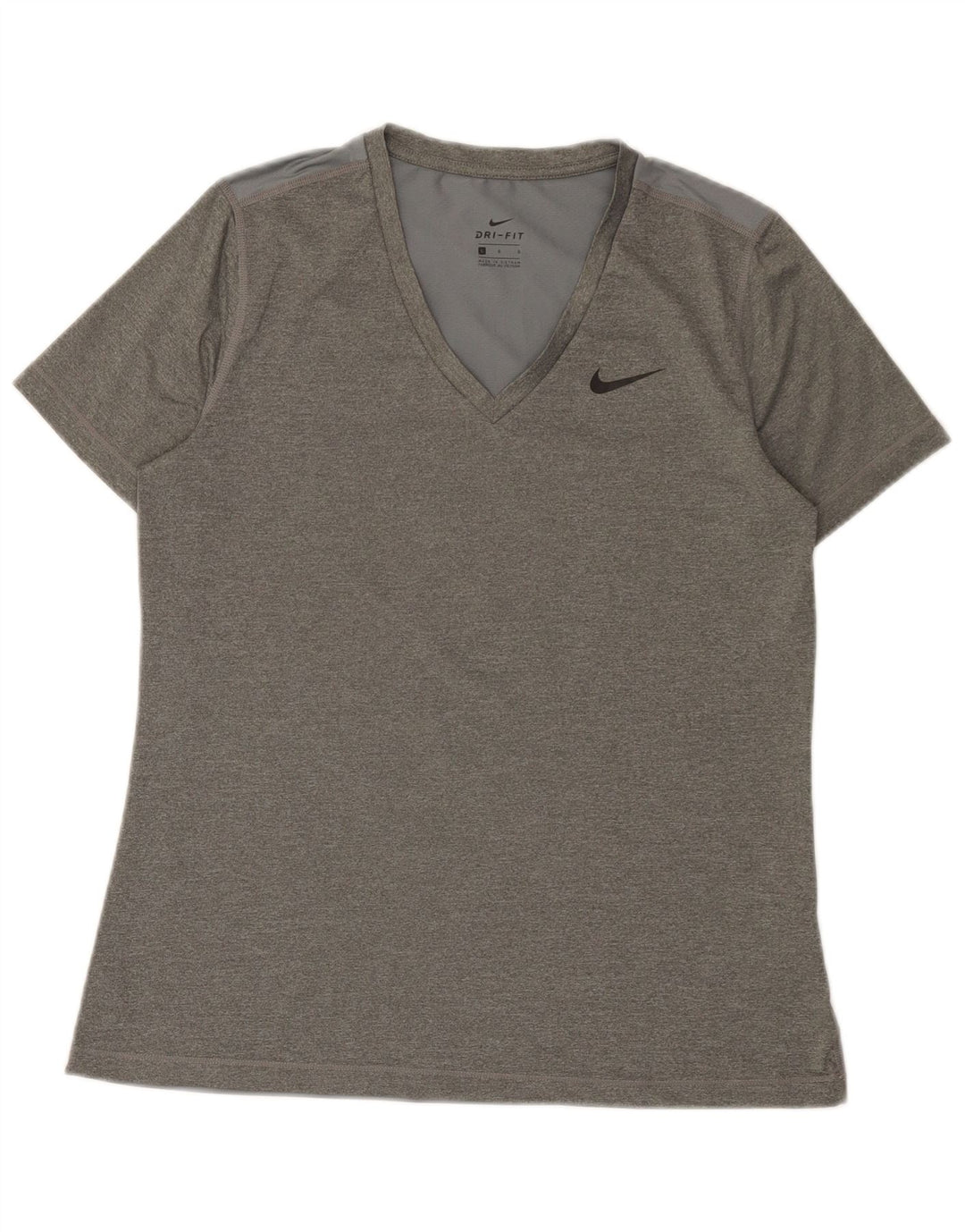 Nike Damen Dri Fit T-Shirt Top UK 14 Large Grau Polyester