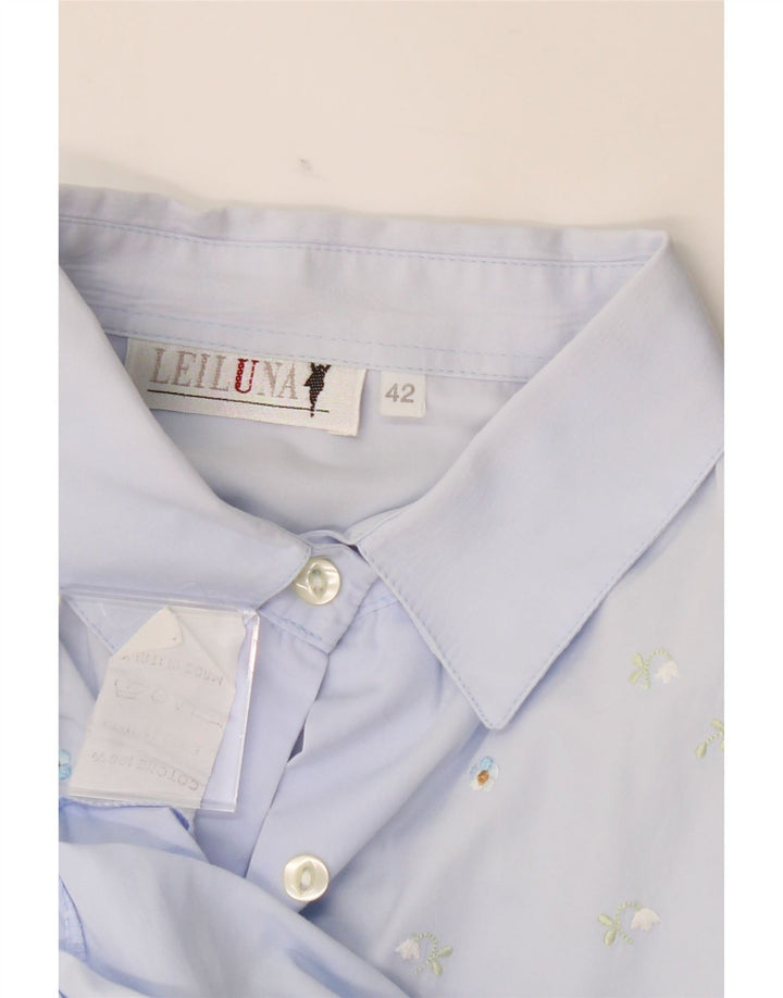 VINTAGE Womens Shirt IT 42 Medium Blue Floral Cotton Vintage Vintage and Second-Hand Vintage from Messina Hembry 