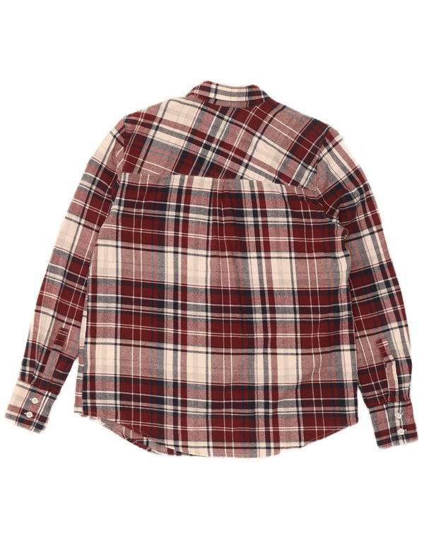 Mustang Damen Flanellhemd EU 34 XS Burgunderrot karierte Baumwolle