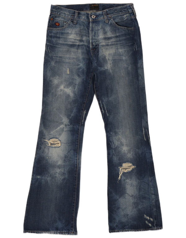 ENERGIE Damen-Jeans mit Acid-Waschung, Distressed-Schlag, W29, L32, Blau, Baumwolle