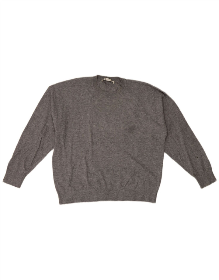 Zara Herren-Pullover mit Rundhalsausschnitt, Größe S, graue Viskose