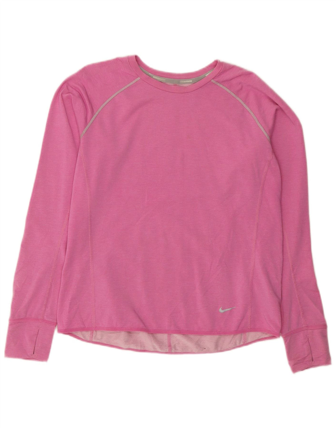 NIKE Damen Dri Fit Top Langarm UK 18 XL Rosa Lyocell