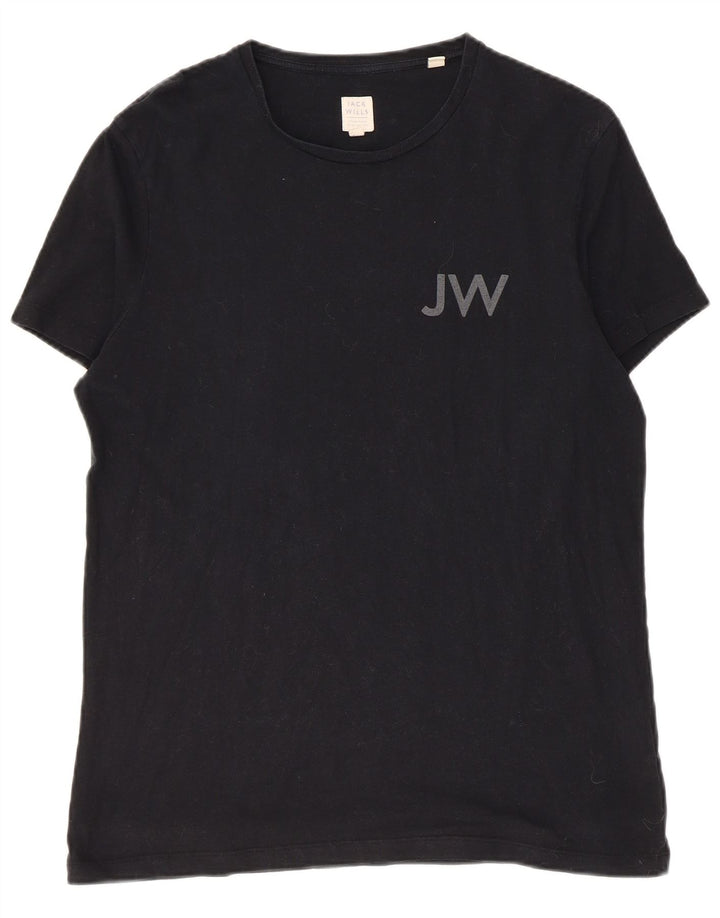 Jack Wills Herren-T-Shirt mit Grafik, Größe S, schwarze Baumwolle