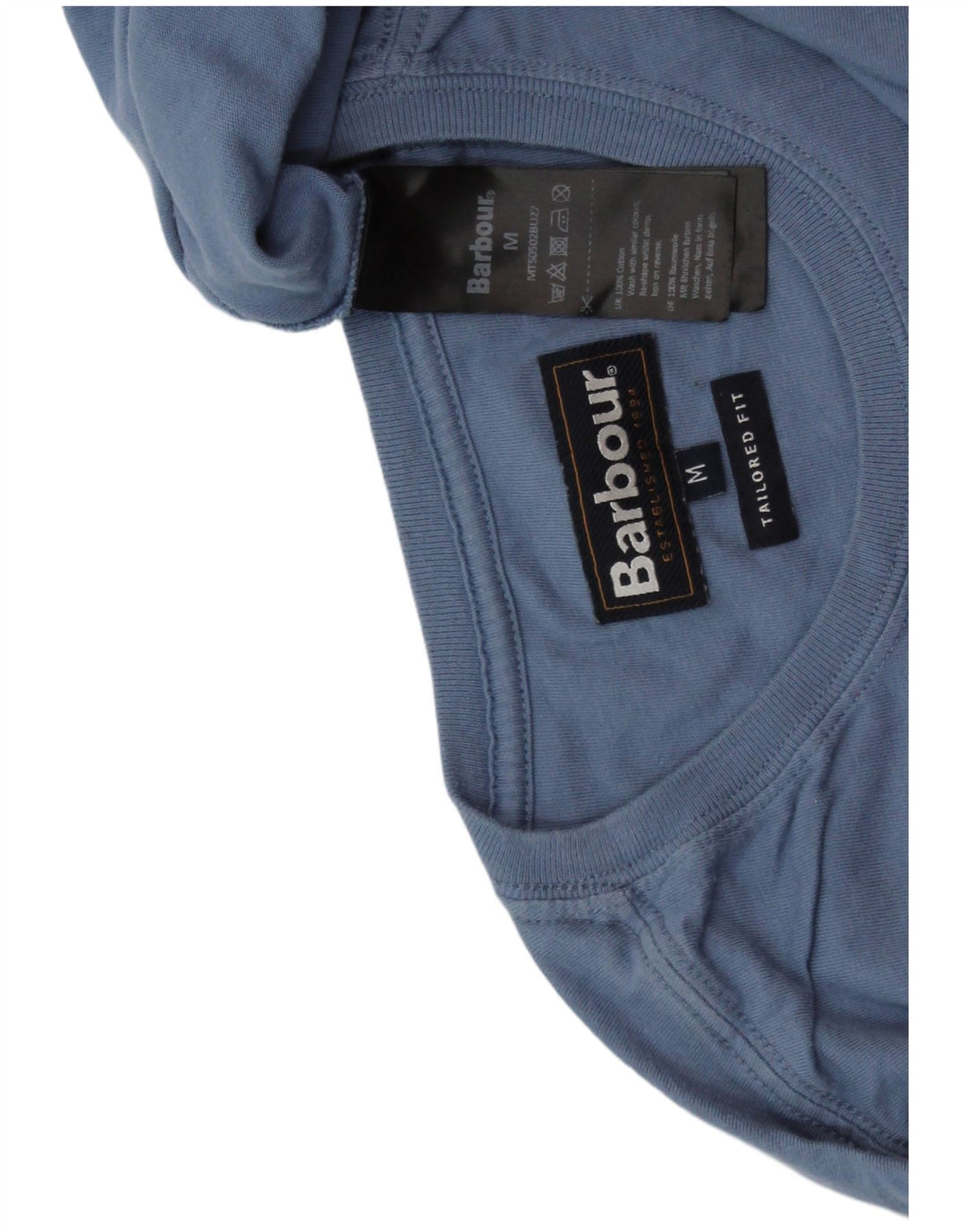 BARBOUR Tailored Fit T-Shirt-Oberteil für Herren aus mittelblauer Baumwolle