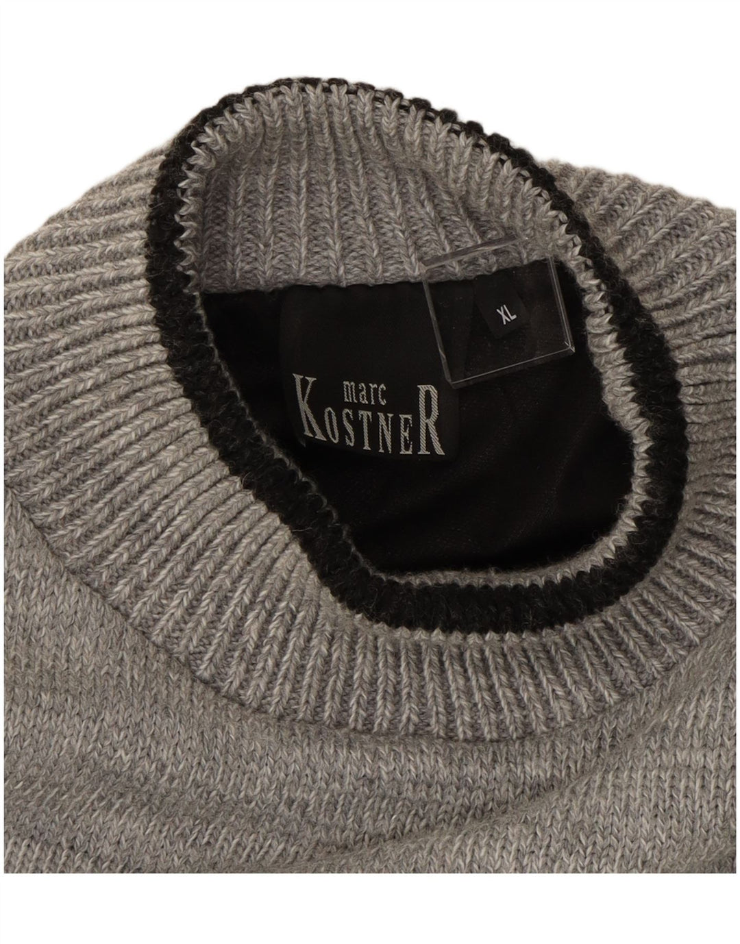 MARC KOSTNER Mens Crew Neck Jumper Sweater XL Grey Fair Isle