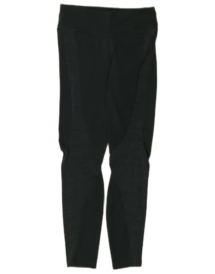 NIKE Damen Dri Fit Leggings UK 12 Mittelgrünes Nylon