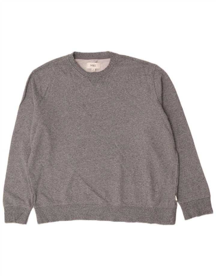 Marks & Spencer Herren-Sweatshirt, Pullover, 2XL, grau gefleckte Baumwolle