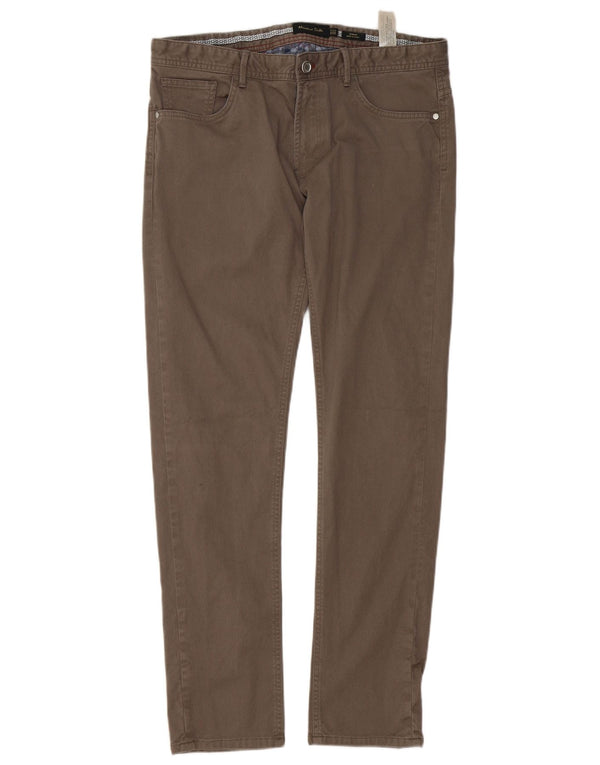 Massimo Dutti Herren Slim Fit Freizeithose EU 42 Large W32 L32 Grau Baumwolle