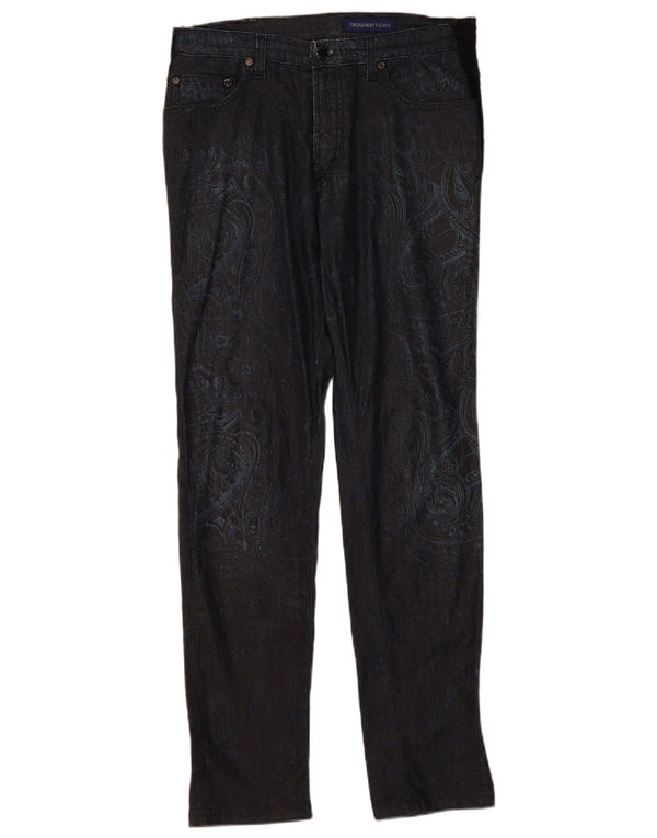 Trussardi Damen-Freizeithose, schmal, W30, L31, Marineblau, Paisleymuster