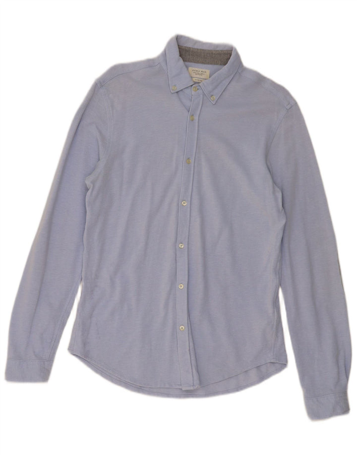 ZARA Mens Slim Fit Shirt Large Blue Cotton