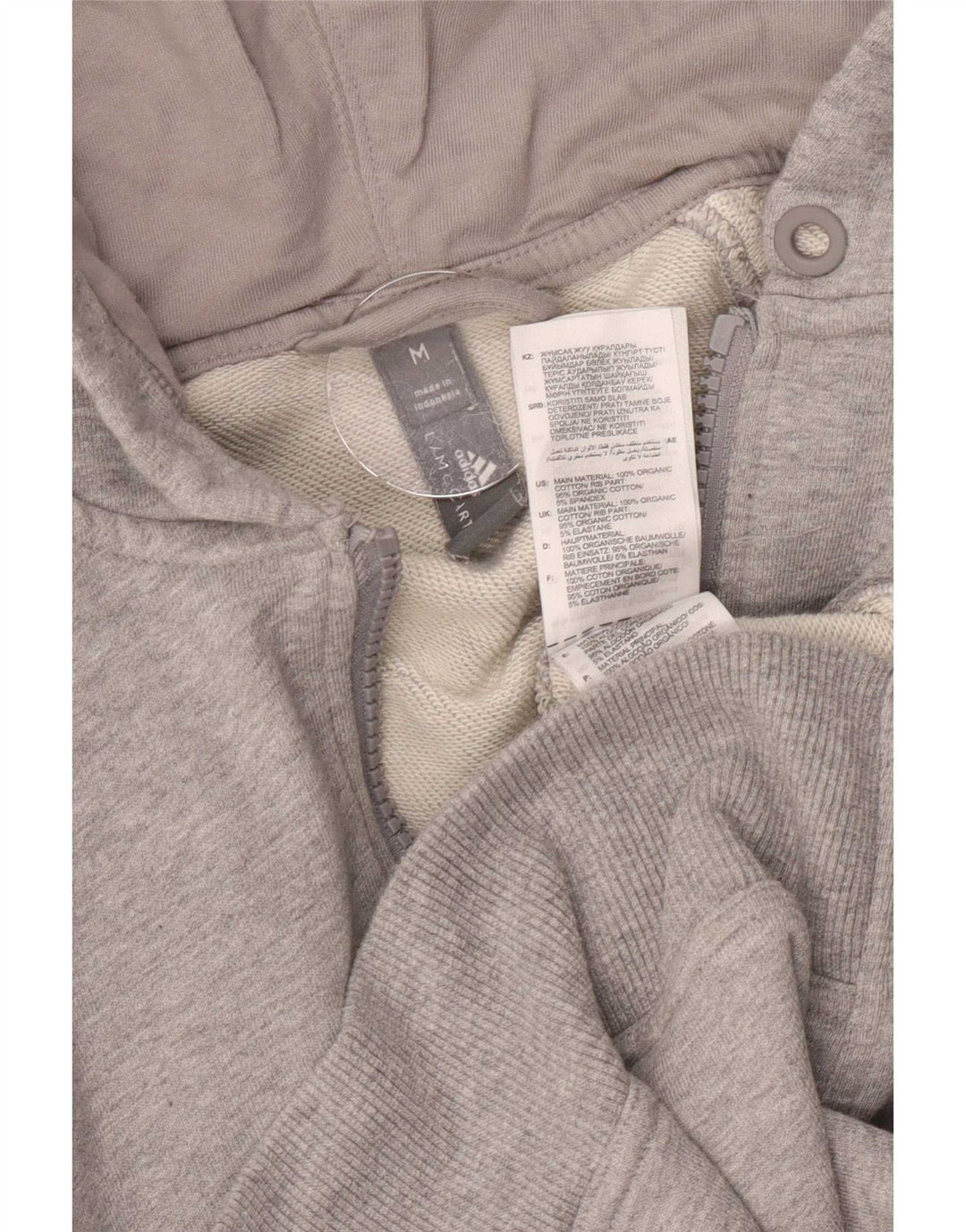 Adidas Herren-Kapuzenpullover mit Reißverschluss, mittelgraue Baumwolle