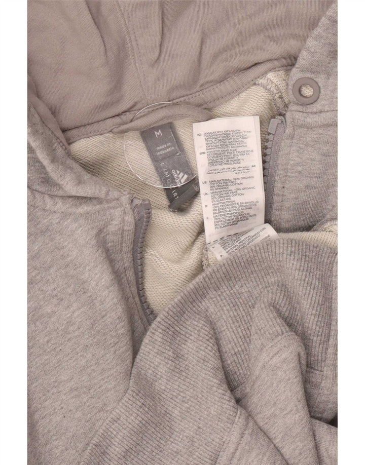 Adidas Herren-Kapuzenpullover mit Reißverschluss, mittelgraue Baumwolle
