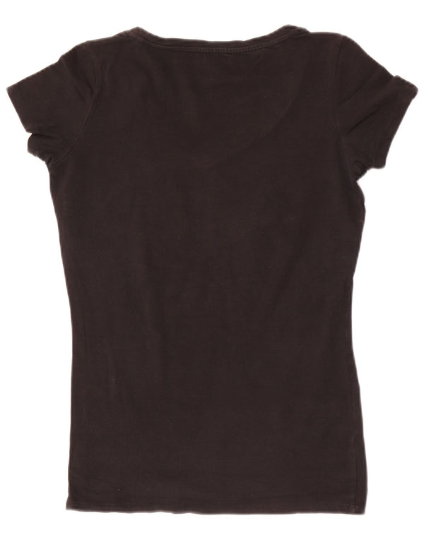 Guess Damen Grafik-T-Shirt-Oberteil UK 12 Medium Schwarz