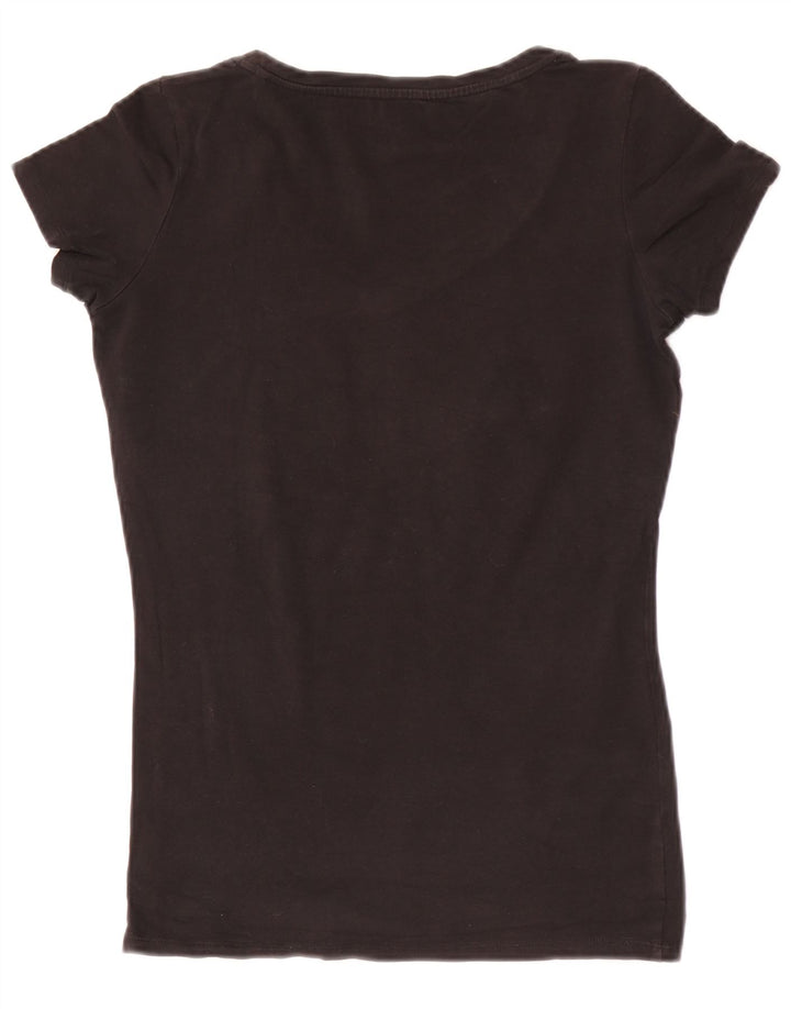 Guess Damen Grafik-T-Shirt-Oberteil UK 12 Medium Schwarz