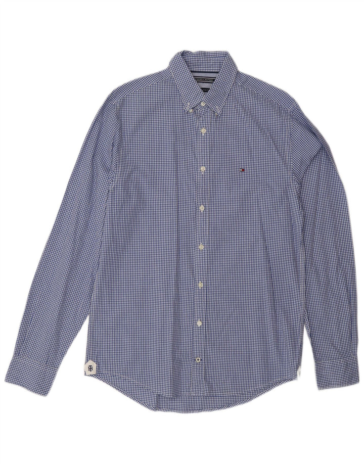 Tommy Hilfiger Herren New York Fit Hemd aus mittelblauer Gingham-Baumwolle