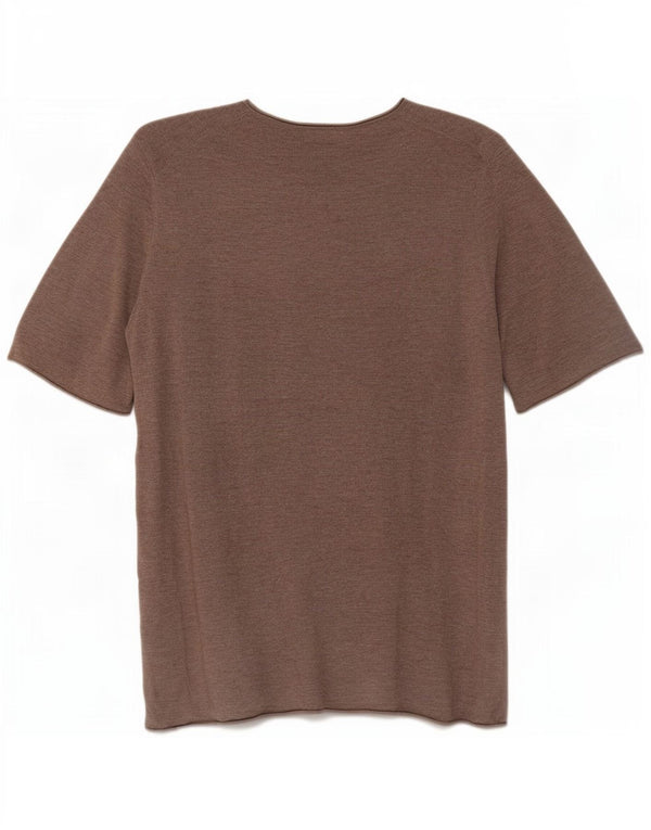 Massimo Dutti Womens Crew Neck Jumper Sweater UK 10 Small Brown